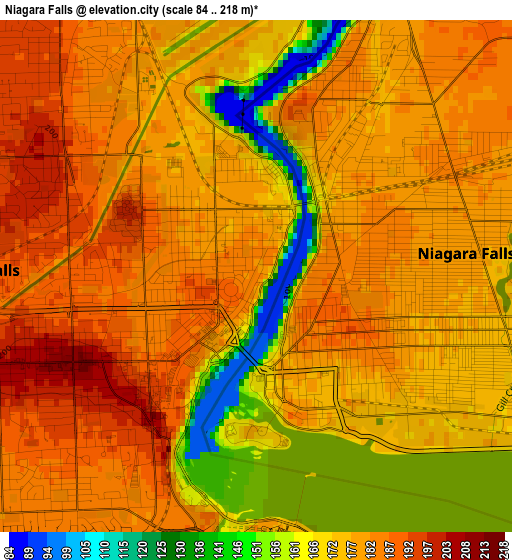 Niagara Falls elevation map
