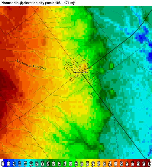 Normandin elevation map