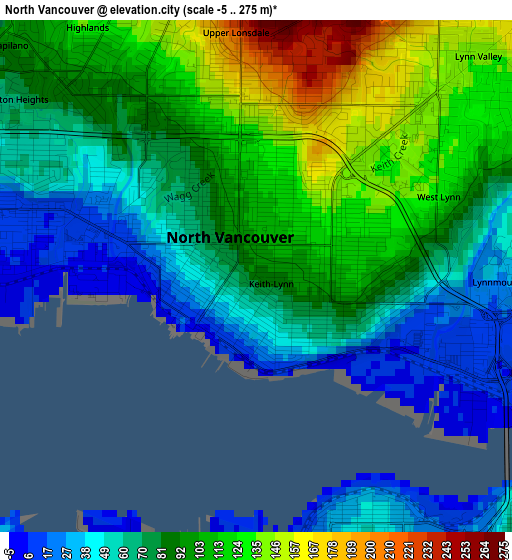 North Vancouver elevation map