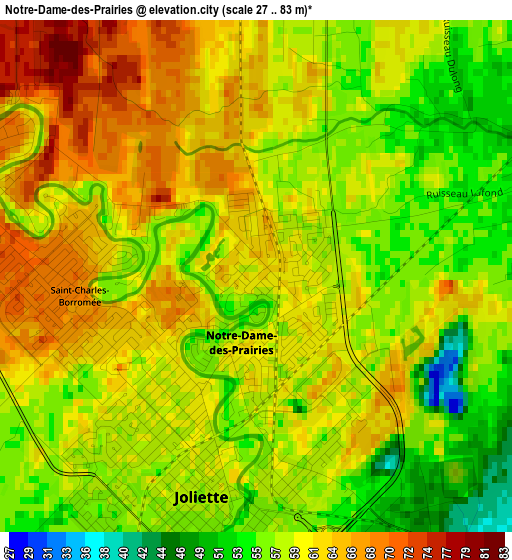 Notre-Dame-des-Prairies elevation map