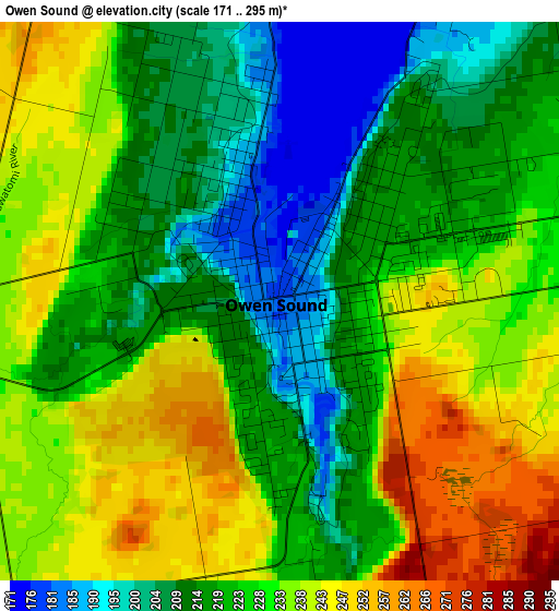 Owen Sound elevation map