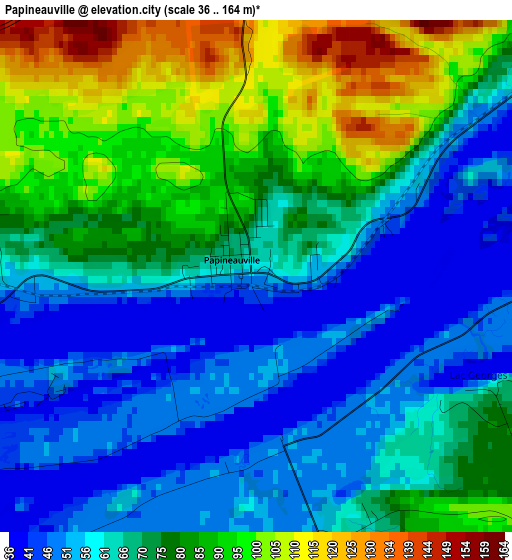 Papineauville elevation map