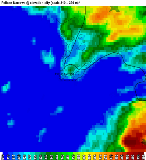 Pelican Narrows elevation map