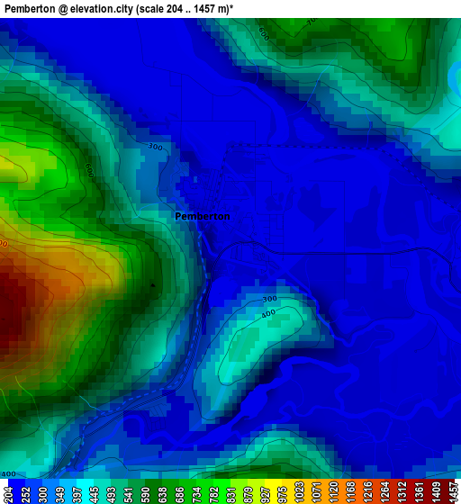 Pemberton elevation map