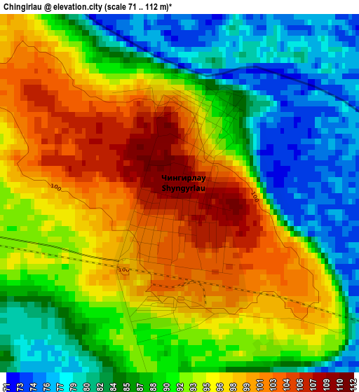 Chingirlau elevation map