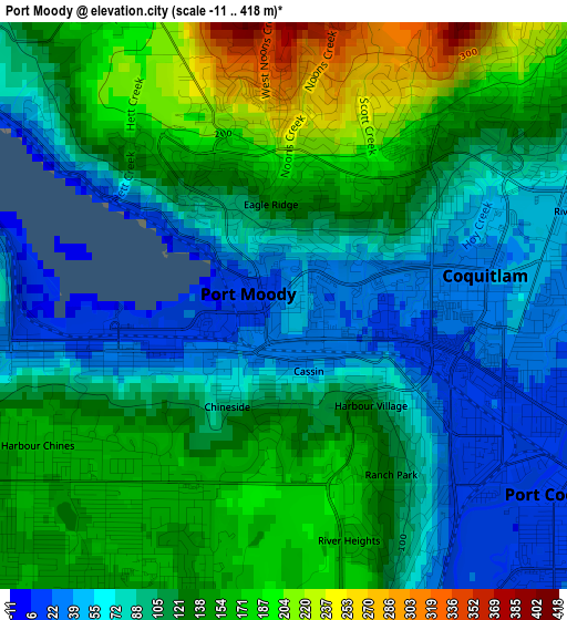 Port Moody elevation map