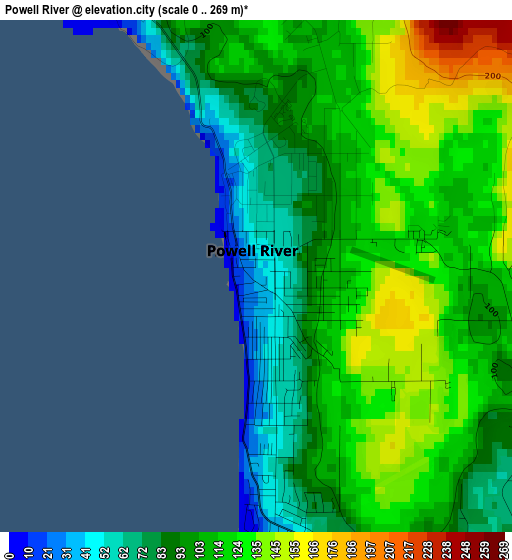 Powell River elevation map