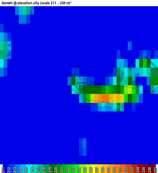 Gamèti elevation map