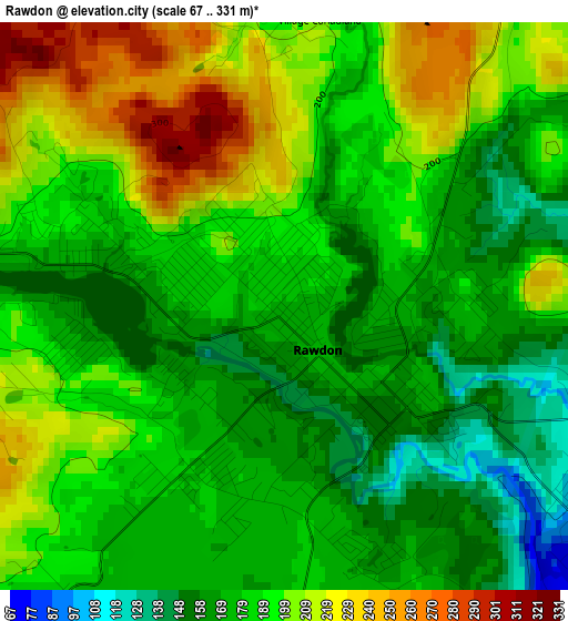 Rawdon elevation map