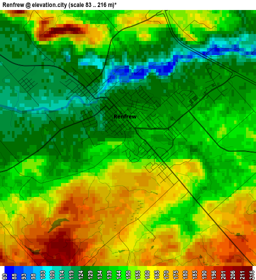 Renfrew elevation map