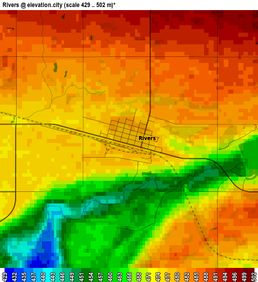 Rivers elevation map