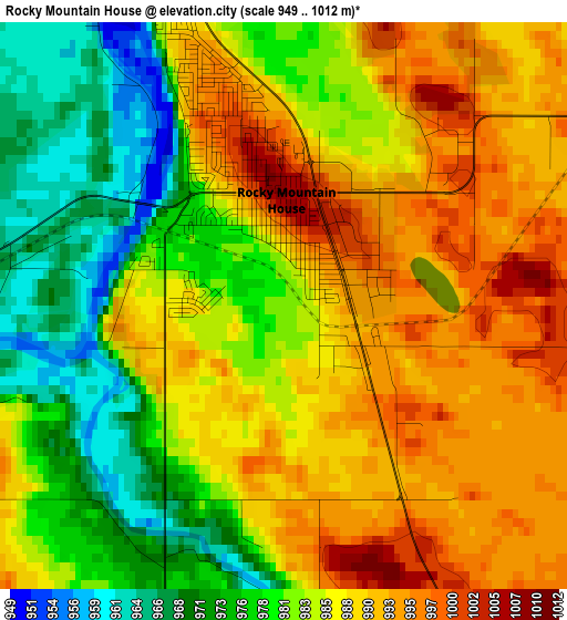 Rocky Mountain House elevation map