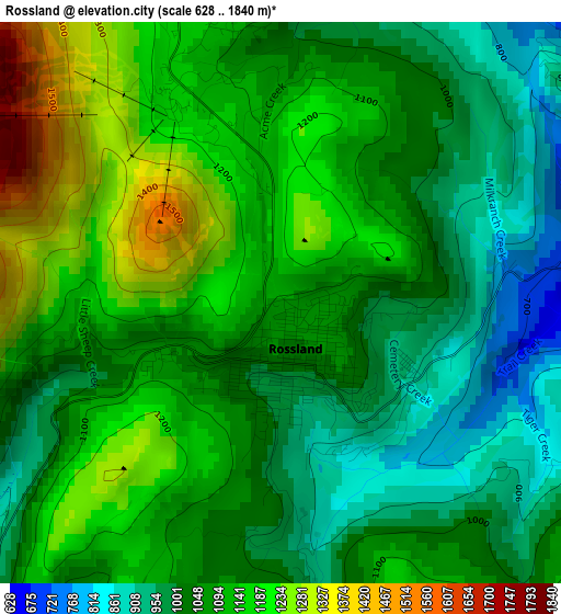 Rossland elevation map