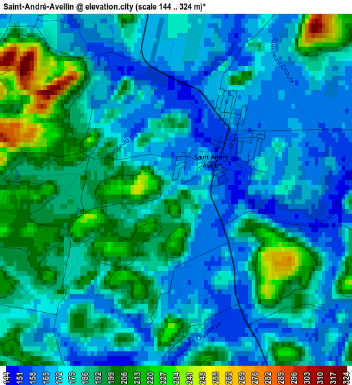 Saint-André-Avellin elevation map