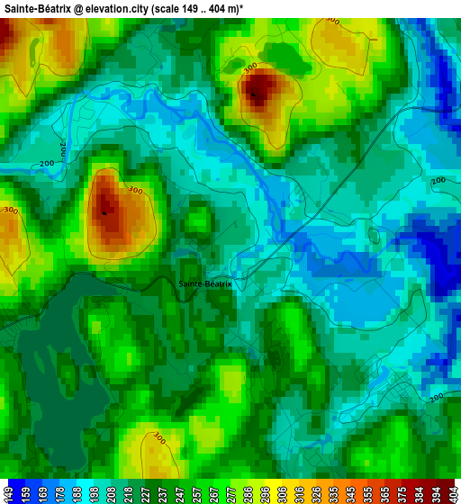 Sainte-Béatrix elevation map