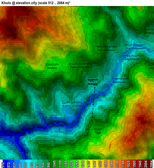 Khulo elevation map
