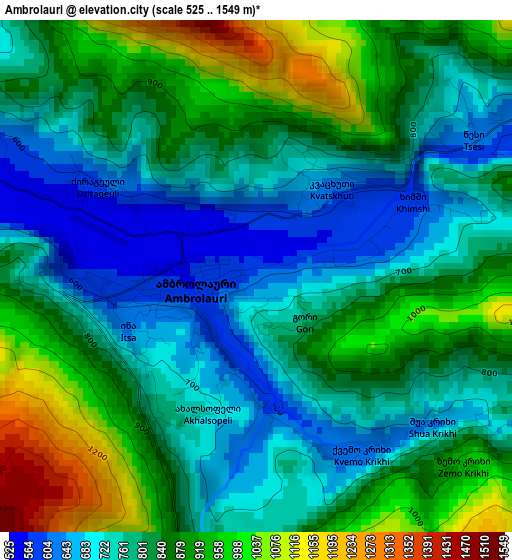 Ambrolauri elevation map