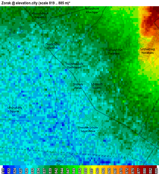 Zorak elevation map