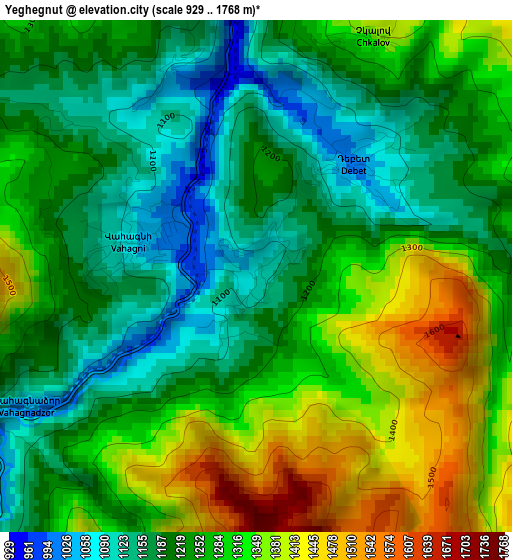 Yeghegnut elevation map