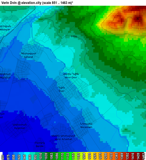 Verin Dvin elevation map