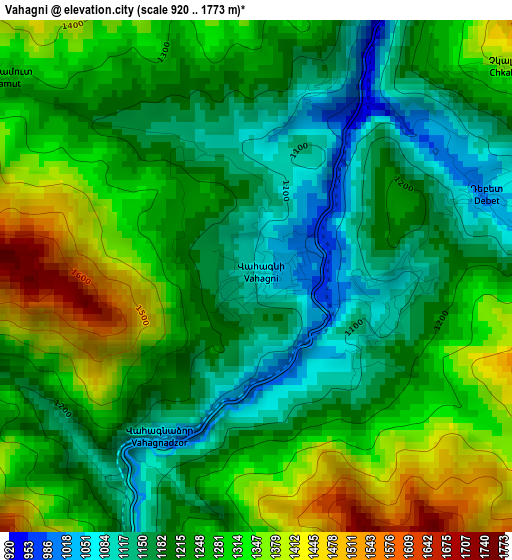 Vahagni elevation map