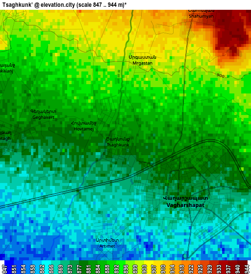 Tsaghkunk’ elevation map