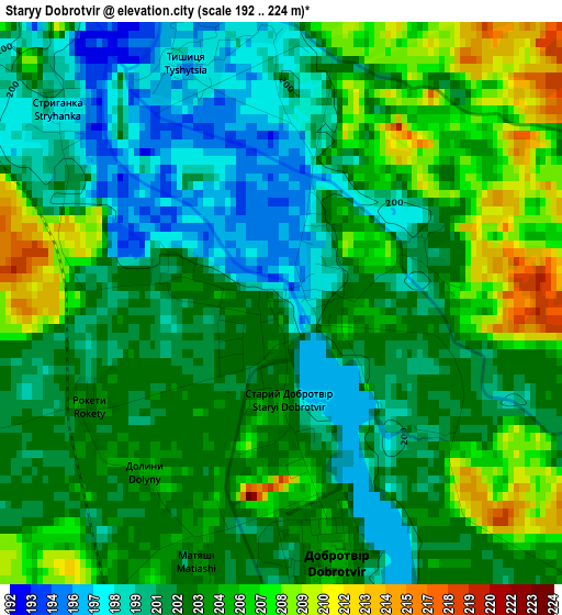 Staryy Dobrotvir elevation map