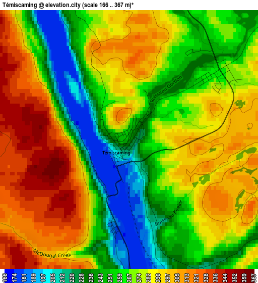 Témiscaming elevation map