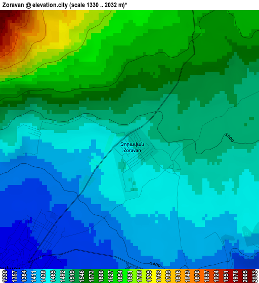 Zoravan elevation map