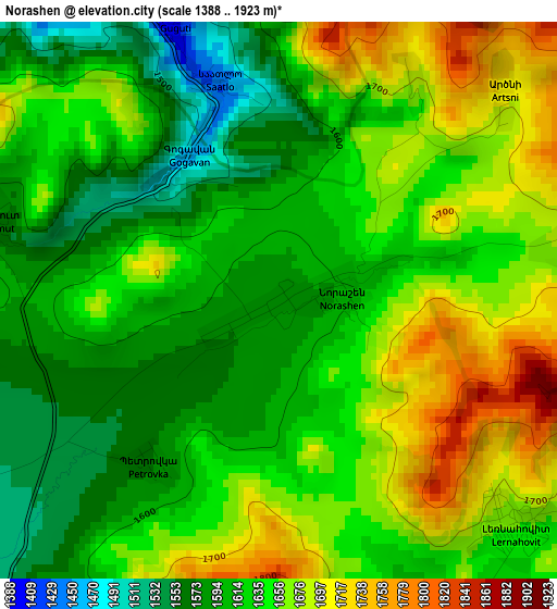 Norashen elevation map