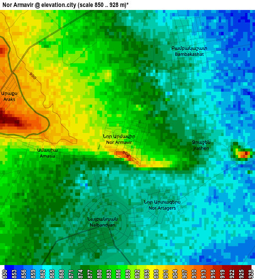 Nor Armavir elevation map