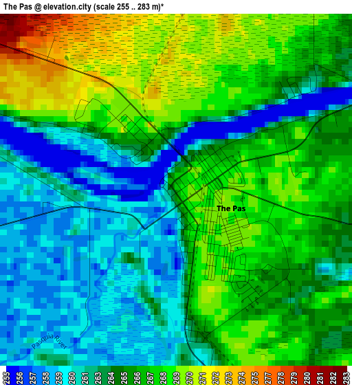 The Pas elevation map