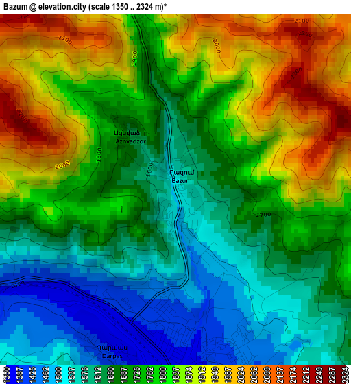 Bazum elevation map