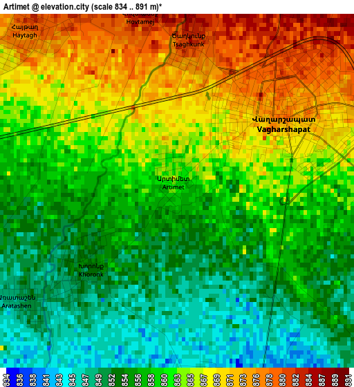 Artimet elevation map