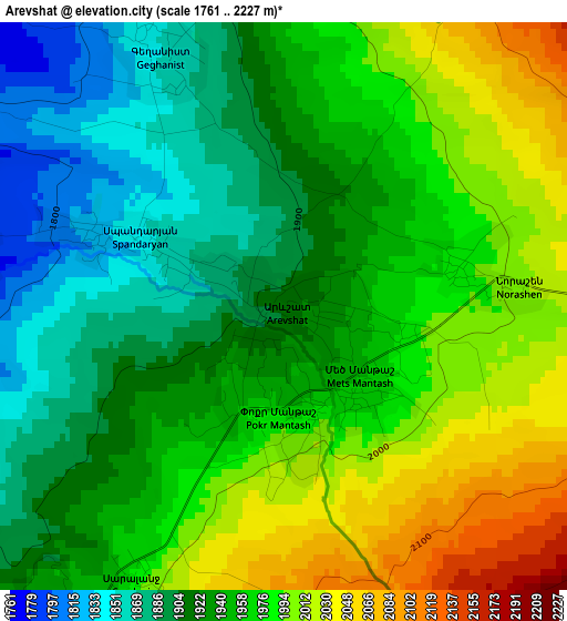 Arevshat elevation map