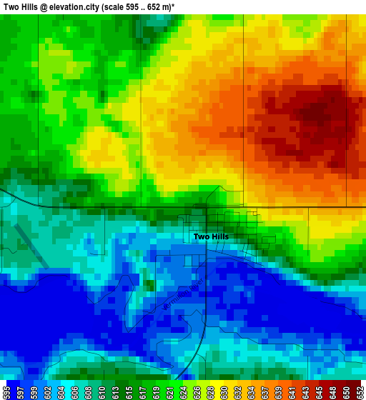 Two Hills elevation map
