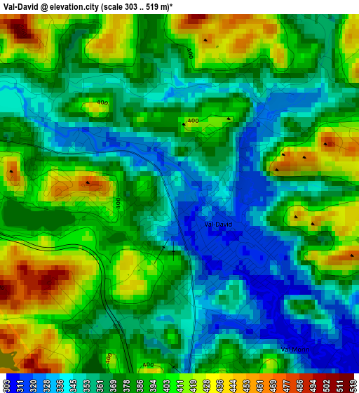 Val-David elevation map