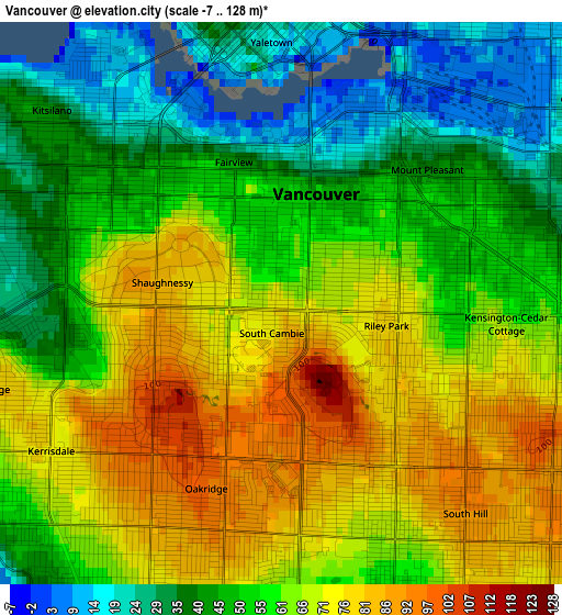 Vancouver elevation map