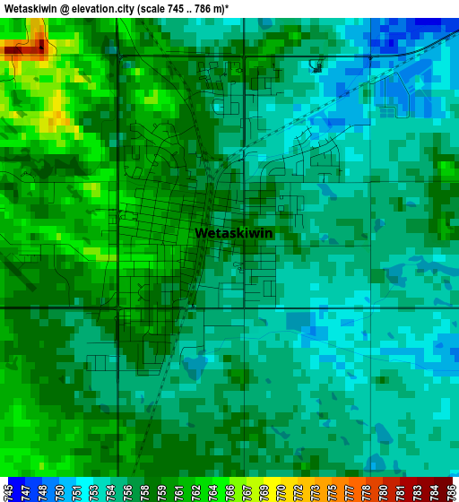 Wetaskiwin elevation map