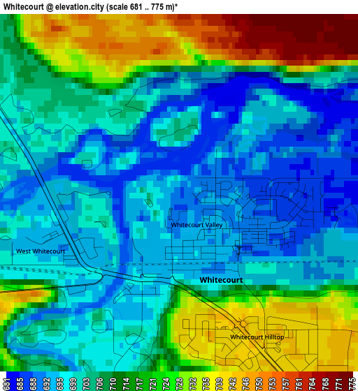 Whitecourt elevation map