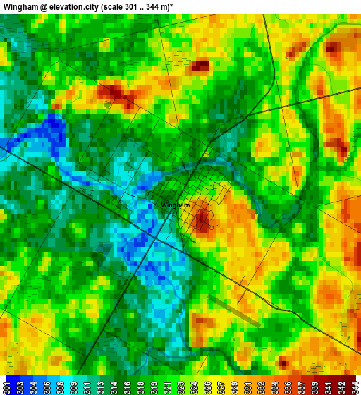 Wingham elevation map