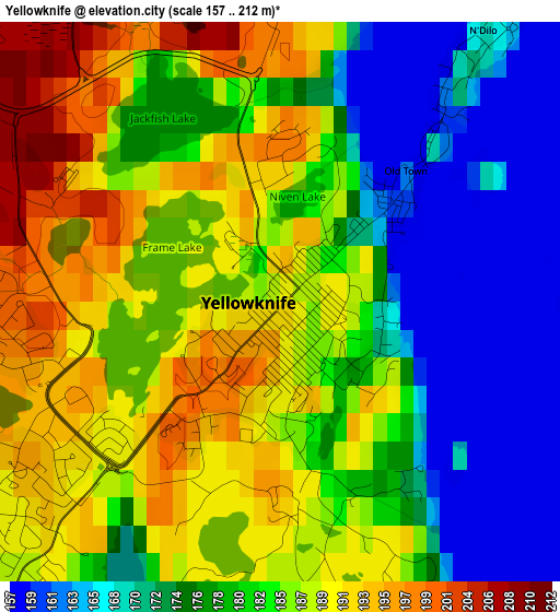 Yellowknife elevation map