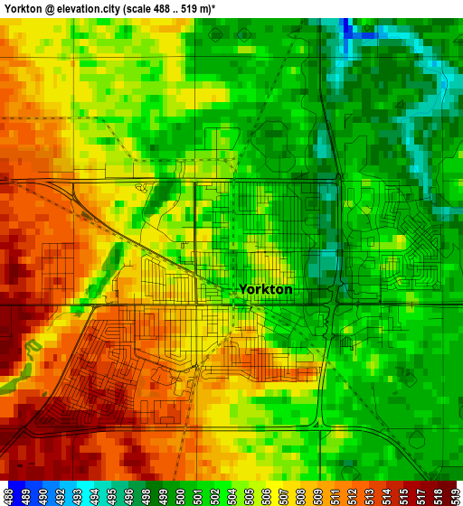 Yorkton elevation map