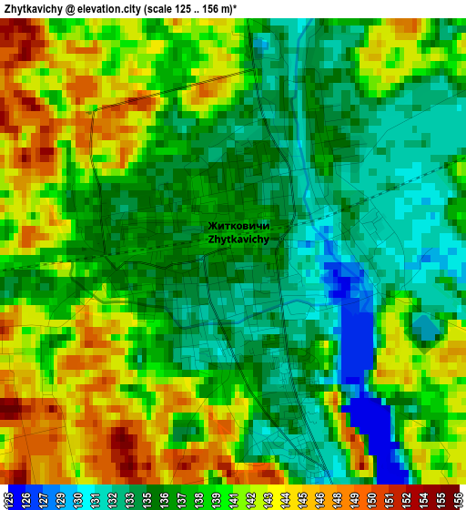 Zhytkavichy elevation map