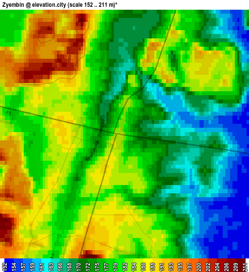 Zyembin elevation map