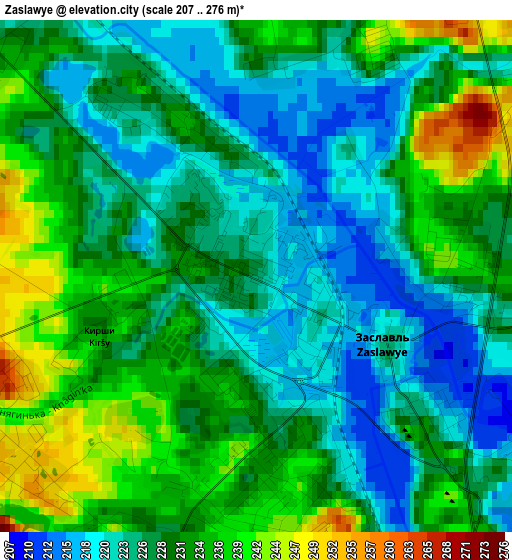 Zaslawye elevation map