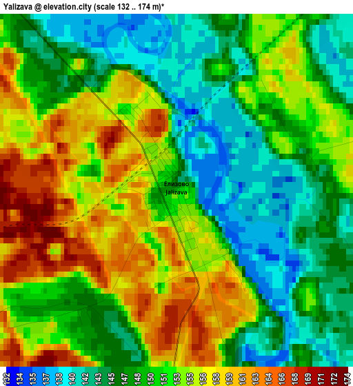 Yalizava elevation map