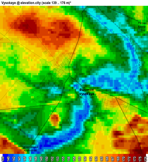 Vysokaye elevation map