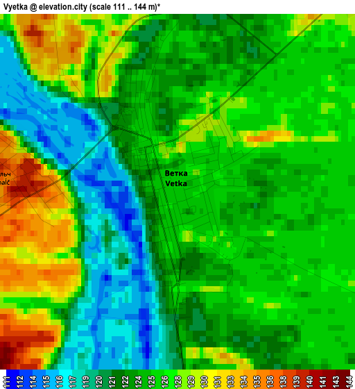 Vyetka elevation map