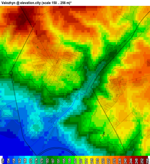 Valozhyn elevation map